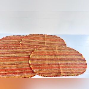 Retro Woven Oval Placemats Set of 4 Vintage Decor
